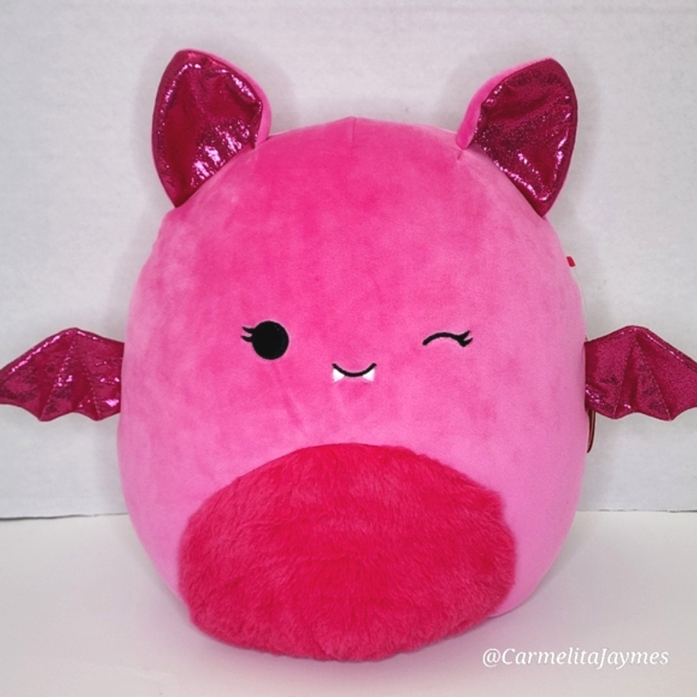 🎃 SUZETTE 🦇 10" FTM Pink Glitter Fur Belly Bat Halloween 2024 Squishmallow NWT